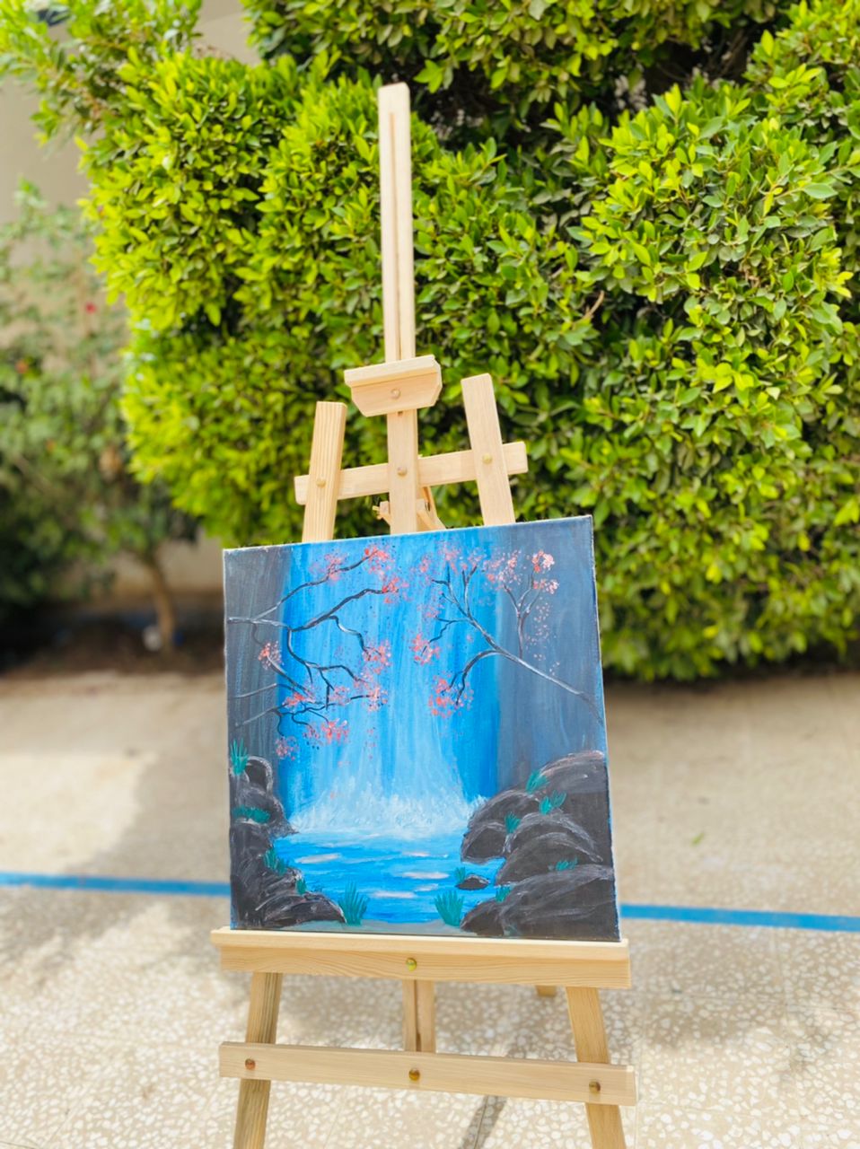اعمال الطالبه ملاك القاسمي  تخصص جرافيك جامعة الاندلس رسم طبيعة باالوان الاكريليك رسم بطريق كرتوني تخصص جرافيكس جامعة الاندلس