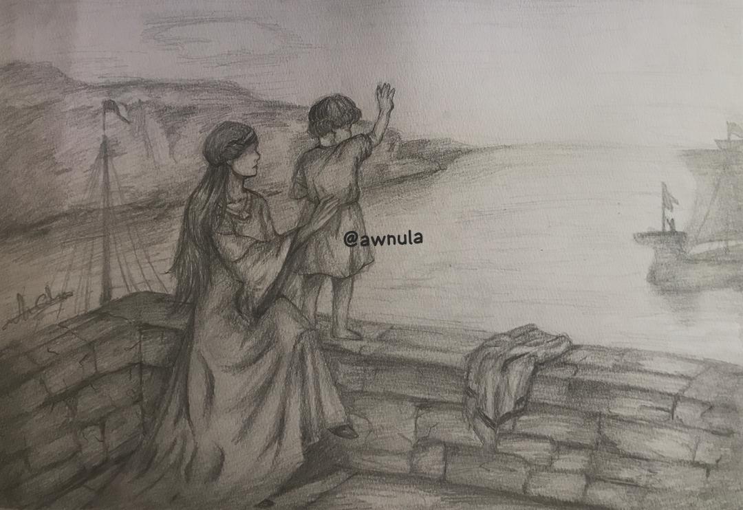 أعمال الطالبة عُلا مختار عون بالرصاص، رسم لوحة 